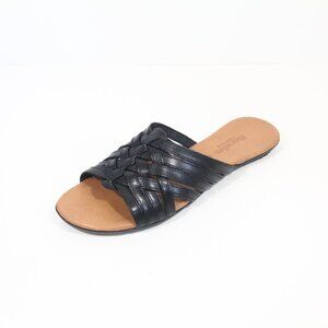 Women Huarache Sandals NEW sz 10 Bearpaw Woven Leather Black Slide Lisa